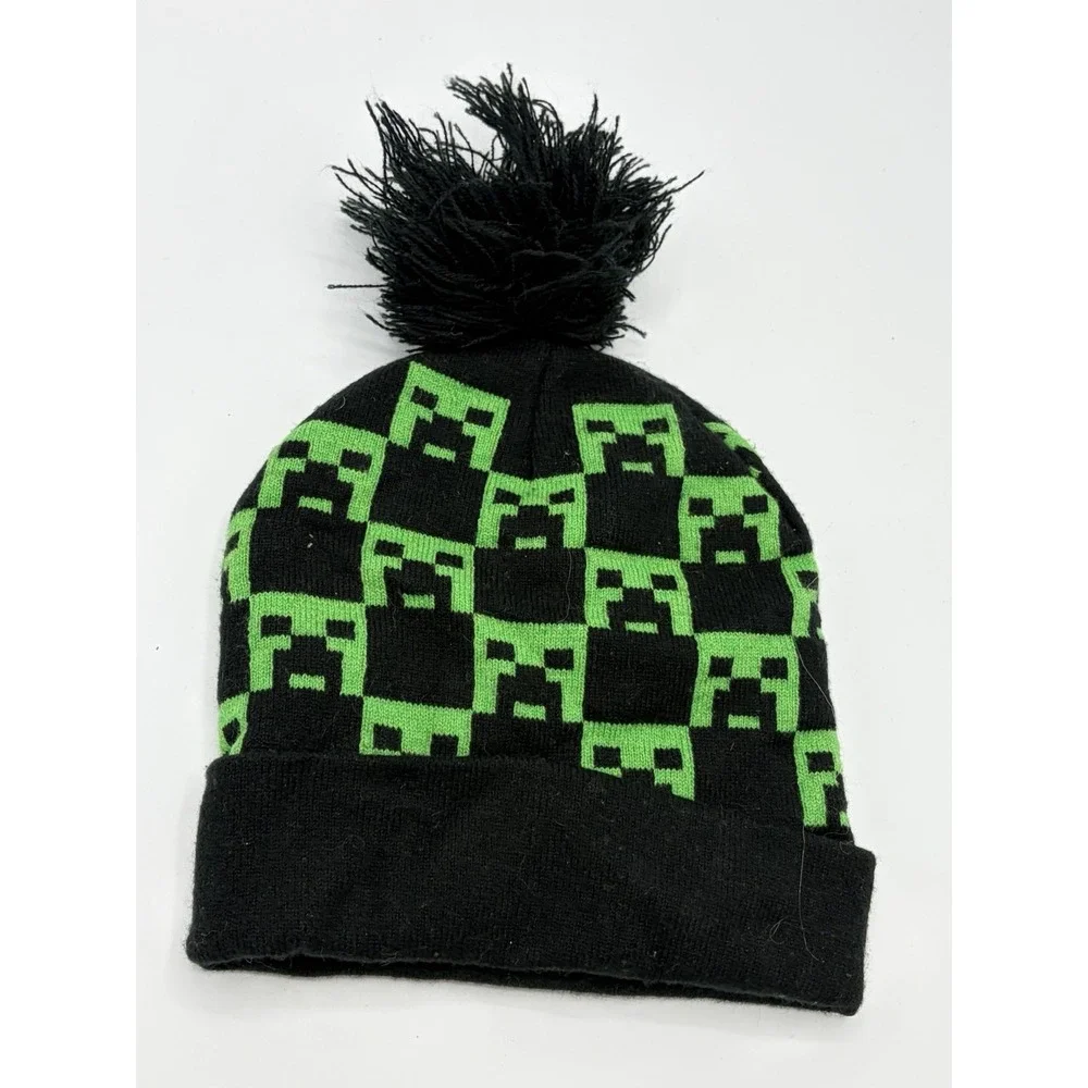 Minecraft‎ Creeper Beanie Hat Knit Pom Green Black Youth OSFM